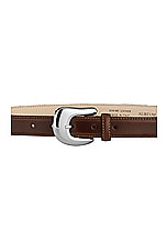AUREUM Statement Buckle Belt in Tobacco & Silver, view 2, click to view large image.