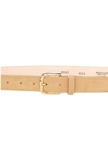 AUREUM Suede Buckle Belt in Sand & Gold, view 2, click to view large image.