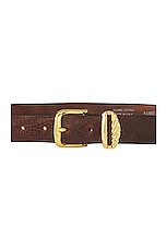 AUREUM Brown &amp; Gold French Rope Belt in Brown, view 2, click to view large image.