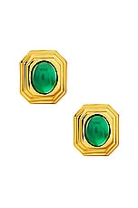 AUREUM Aisling Earrings in Gold & Green, view 1, click to view large image.
