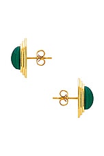 AUREUM Aisling Earrings in Gold & Green, view 2, click to view large image.