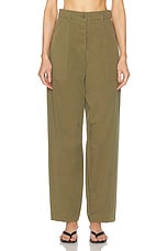 AEXAE Cargo Straight Leg Trouser in Army Green, view 1, click to view large image.