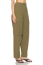 AEXAE Cargo Straight Leg Trouser in Army Green, view 2, click to view large image.