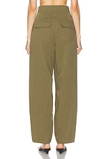AEXAE Cargo Straight Leg Trouser in Army Green, view 3, click to view large image.