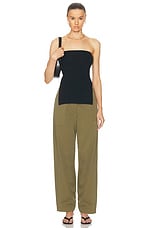 AEXAE Cargo Straight Leg Trouser in Army Green, view 4, click to view large image.