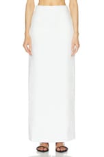 AEXAE Linen Column Maxi Skirt in White, view 1, click to view large image.