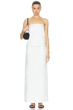 AEXAE Linen Column Maxi Skirt in White, view 4, click to view large image.