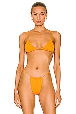 AEXAE Gathered Bikini Top in Orange, view 1, click to view large image.
