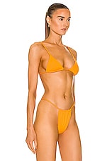 AEXAE Gathered Bikini Top in Orange, view 2, click to view large image.