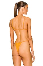 AEXAE Gathered Bikini Top in Orange, view 3, click to view large image.