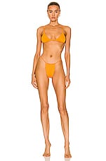 AEXAE Gathered Bikini Top in Orange, view 4, click to view large image.