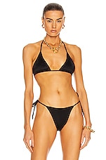 AEXAE Tyra Tie Neck Bikini Top in Black, view 1, click to view large image.
