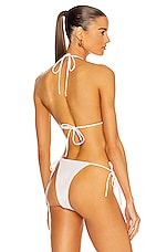 AEXAE Tyra Tie Neck Bikini Top in White, view 3, click to view large image.