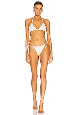 AEXAE Tyra Tie Side Bikini Bottom in White, view 4, click to view large image.