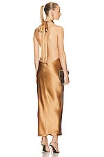 AEXAE Silk Maxi Dress in Light Brown, view 1, click to view large image.