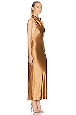 AEXAE Silk Maxi Dress in Light Brown, view 3, click to view large image.