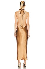 AEXAE Silk Maxi Dress in Light Brown, view 4, click to view large image.