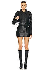 AEXAE Leather Cropped Jacket in Black, view 4, click to view large image.