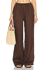 AEXAE Linen Drawstring Trouser in Brown, view 1, click to view large image.