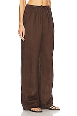 AEXAE Linen Drawstring Trouser in Brown, view 2, click to view large image.