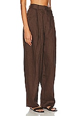 AEXAE Linen Trouser in Brown, view 2, click to view large image.
