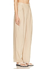 AEXAE Linen Highrise Trousers in Beige, view 2, click to view large image.