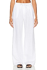 AEXAE Linen Drawstring Trouser in White, view 1, click to view large image.