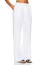 AEXAE Linen Drawstring Trouser in White, view 2, click to view large image.
