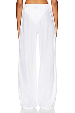 AEXAE Linen Drawstring Trouser in White, view 3, click to view large image.