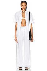 AEXAE Linen Drawstring Trouser in White, view 4, click to view large image.