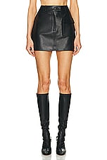 AEXAE Leather Mini Skirt in Black, view 1, click to view large image.