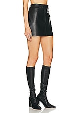 AEXAE Leather Mini Skirt in Black, view 2, click to view large image.