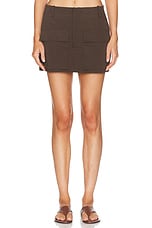 AEXAE Cargo Pocket Mini Skirt in Brown, view 1, click to view large image.
