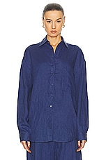 AEXAE Linen Shirt in Navy, view 2, click to view large image.
