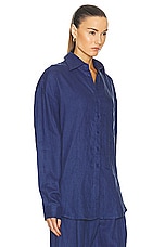 AEXAE Linen Shirt in Navy, view 3, click to view large image.