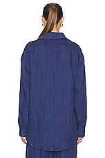 AEXAE Linen Shirt in Navy, view 4, click to view large image.