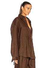 AEXAE Linen Woven Shirt in Brown, view 3, click to view large image.