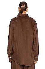 AEXAE Linen Woven Shirt in Brown, view 4, click to view large image.