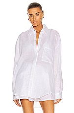 AEXAE Linen Woven Shirt in White, view 2, click to view large image.