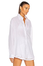 AEXAE Linen Woven Shirt in White, view 3, click to view large image.