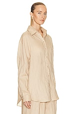 AEXAE Linen Woven Shirt in Beige, view 3, click to view large image.