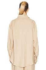 AEXAE Linen Woven Shirt in Beige, view 4, click to view large image.