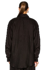 AEXAE Linen Woven Shirt in Black, view 3, click to view large image.