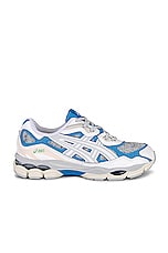 Asics Gel-nyc Sneaker in White & Dolphin Blue, view 1, click to view large image.