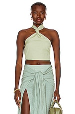Atoir The Ynette Crop Top in Fog Green, view 1, click to view large image.
