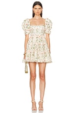 Agua by Agua Bendita Alaria Dress in Ivory, Green, & Pink, view 1, click to view large image.