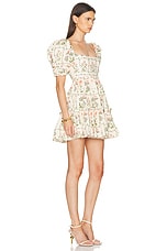 Agua by Agua Bendita Alaria Dress in Ivory, Green, & Pink, view 2, click to view large image.