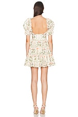 Agua by Agua Bendita Alaria Dress in Ivory, Green, & Pink, view 3, click to view large image.
