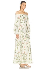 Agua by Agua Bendita Senlis Maxi Dress in Ivory, Green, & Pink, view 2, click to view large image.