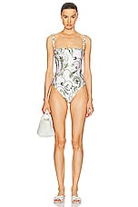 Agua by Agua Bendita Limon Habitat One Piece Swimsuit in White, view 4, click to view large image.